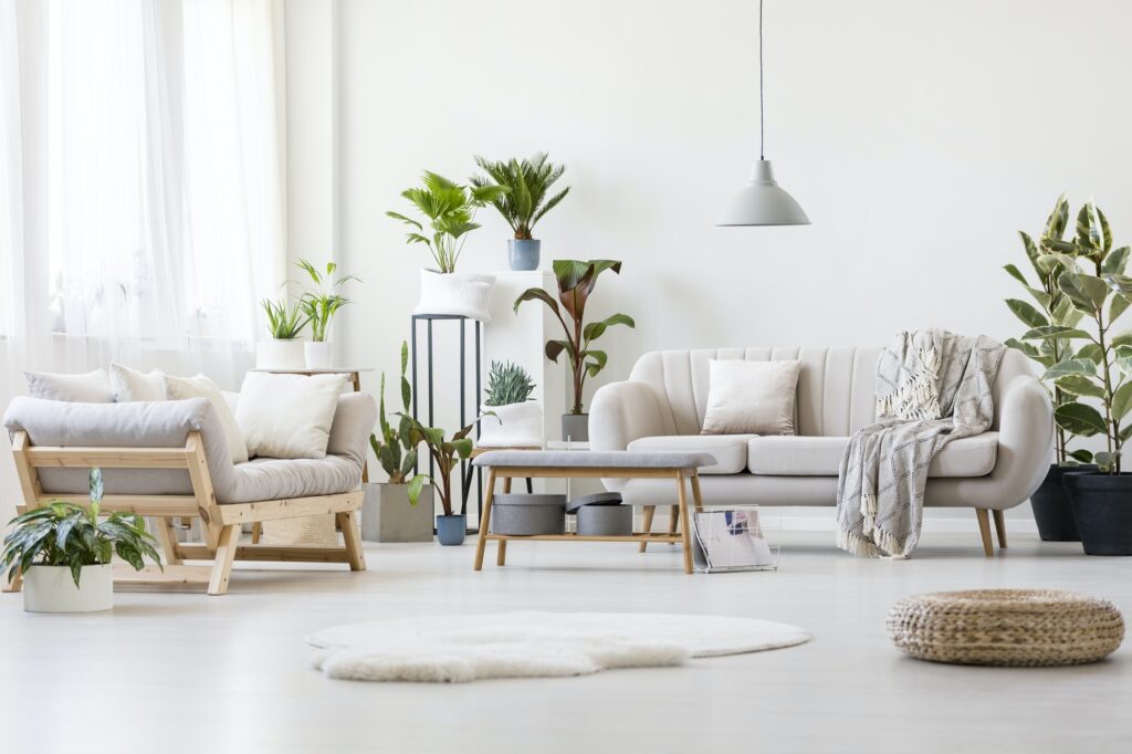 Spacious floral living room